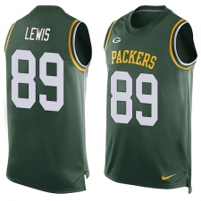 Men's Nike Green Bay Packers #89 Marcedes Lewis Limited Green Player Name & Number Tank Top NFL Jersey
