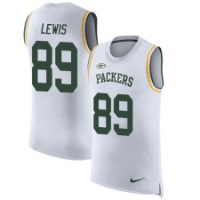 Men's Nike Green Bay Packers #89 Marcedes Lewis White Rush Player Name & Number Tank Top NFL Jersey
