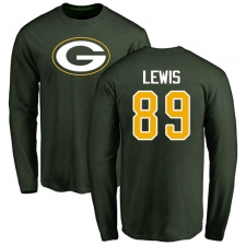 NFL Nike Green Bay Packers #89 Marcedes Lewis Green Name & Number Logo Long Sleeve T-Shirt