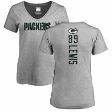NFL Women's Nike Green Bay Packers #89 Marcedes Lewis Ash Backer V-Neck T-Shirt