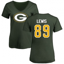 NFL Women's Nike Green Bay Packers #89 Marcedes Lewis Green Name & Number Logo T-Shirt