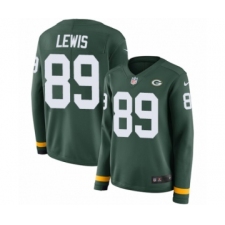 Women's Nike Green Bay Packers #89 Marcedes Lewis Limited Green Therma Long Sleeve NFL Jersey