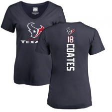 NFL Women's Nike Houston Texans #18 Sammie Coates Navy Blue Backer T-Shirt