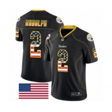 Men's Pittsburgh Steelers #2 Mason Rudolph Limited Black Rush USA Flag Football Jersey