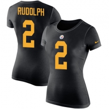 Women's Nike Pittsburgh Steelers #2 Mason Rudolph Black Rush Pride Name & Number T-Shirt