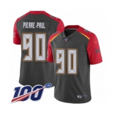 Men's Tampa Bay Buccaneers #90 Jason Pierre-Paul Limited Gray Inverted Legend 100th Season Football Jersey