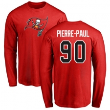 NFL Nike Tampa Bay Buccaneers #90 Jason Pierre-Paul Red Name & Number Logo Long Sleeve T-Shirt