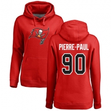 NFL Women's Nike Tampa Bay Buccaneers #90 Jason Pierre-Paul Red Name & Number Logo Pullover Hoodie