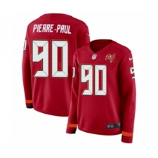 Women's Nike Tampa Bay Buccaneers #90 Jason Pierre-Paul Limited Red Therma Long Sleeve NFL Jersey