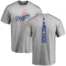 MLB Nike Los Angeles Dodgers #8 Manny Machado Ash Backer T-Shirt