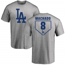 MLB Nike Los Angeles Dodgers #8 Manny Machado Gray RBI T-Shirt