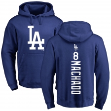 MLB Nike Los Angeles Dodgers #8 Manny Machado Royal Blue Backer Pullover Hoodie