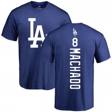 MLB Nike Los Angeles Dodgers #8 Manny Machado Royal Blue Backer T-Shirt