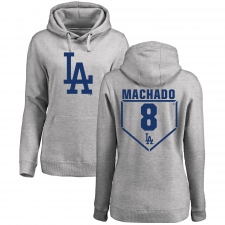 MLB Women's Nike Los Angeles Dodgers #8 Manny Machado Gray RBI Pullover Hoodie