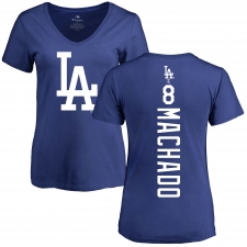 MLB Women's Nike Los Angeles Dodgers #8 Manny Machado Royal Blue Backer T-Shirt