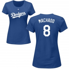 MLB Women's Nike Los Angeles Dodgers #8 Manny Machado Royal Blue Name & Number T-Shirt