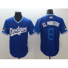 Men's Los Angeles Dodgers #8 Manny Machado El Ministro Royal Players Weekend Team Jersey