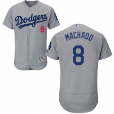 Men's Majestic Los Angeles Dodgers #8 Manny Machado Gray Alternate Flex Base Authentic Collection MLB Jersey