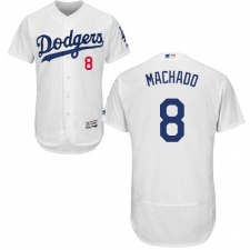 Men's Majestic Los Angeles Dodgers #8 Manny Machado White Home Flex Base Authentic Collection MLB Jersey
