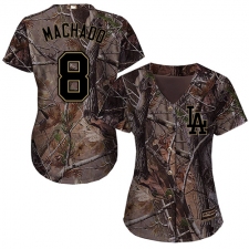 Women's Majestic Los Angeles Dodgers #8 Manny Machado Authentic Camo Realtree Collection Flex Base MLB Jersey