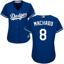 Women's Majestic Los Angeles Dodgers #8 Manny Machado Authentic Royal Blue Alternate Cool Base MLB Jersey