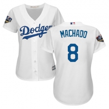 Women's Majestic Los Angeles Dodgers #8 Manny Machado Authentic White Home Cool Base 2018 World Series MLB Jersey