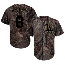 Youth Majestic Los Angeles Dodgers #8 Manny Machado Authentic Camo Realtree Collection Flex Base MLB Jersey
