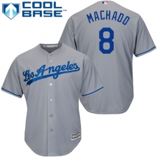 Youth Majestic Los Angeles Dodgers #8 Manny Machado Authentic Grey Road Cool Base MLB Jersey