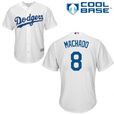 Youth Majestic Los Angeles Dodgers #8 Manny Machado Authentic White Home Cool Base MLB Jersey