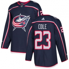 Men's Adidas Columbus Blue Jackets #23 Ian Cole Authentic Navy Blue Home NHL Jersey