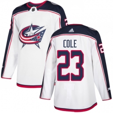 Men's Adidas Columbus Blue Jackets #23 Ian Cole Authentic White Away NHL Jersey