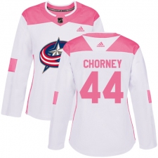 Women's Adidas Columbus Blue Jackets #44 Taylor Chorney Authentic White Pink Fashion NHL Jersey