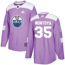 Men's Adidas Edmonton Oilers #35 Al Montoya Authentic Purple Fights Cancer Practice NHL Jersey