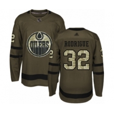 Men's Edmonton Oilers #32 Olivier Rodrigue Authentic Green Salute to Service Hockey Jersey