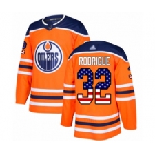 Men's Edmonton Oilers #32 Olivier Rodrigue Authentic Orange USA Flag Fashion Hockey Jersey