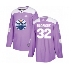 Men's Edmonton Oilers #32 Olivier Rodrigue Authentic Purple Fights Cancer Practice Hockey Jersey