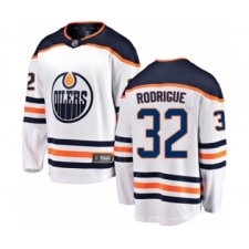 Men's Edmonton Oilers #32 Olivier Rodrigue Authentic White Away Fanatics Branded Breakaway Hockey Jersey