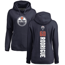 NHL Women's Adidas Edmonton Oilers #60 Olivier Rodrigue Navy Blue Backer Pullover Hoodie