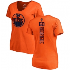 NHL Women's Adidas Edmonton Oilers #60 Olivier Rodrigue Orange One Color Backer Slim Fit V-Neck T-Shirt