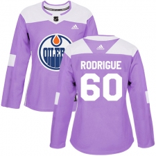 Women's Adidas Edmonton Oilers #60 Olivier Rodrigue Authentic Purple Fights Cancer Practice NHL Jersey