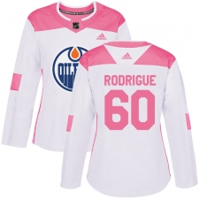 Women's Adidas Edmonton Oilers #60 Olivier Rodrigue Authentic White Pink Fashion NHL Jersey