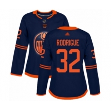Women's Edmonton Oilers #32 Olivier Rodrigue Authentic Navy Blue Alternate Hockey Jersey
