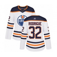 Women's Edmonton Oilers #32 Olivier Rodrigue Authentic White Away Hockey Jersey