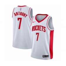 Men's Houston Rockets #7 Carmelo Anthony Authentic White Finished Basketball Jersey - Association Edition
