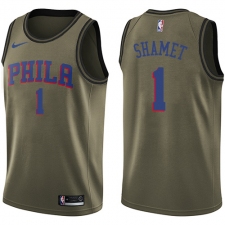 Men's Nike Philadelphia 76ers #1 Landry Shamet Swingman Green Salute to Service NBA Jersey