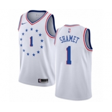 Men's Nike Philadelphia 76ers #1 Landry Shamet White Swingman Jersey - Earned Edition
