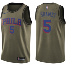 Men's Nike Philadelphia 76ers #5 Landry Shamet Swingman Green Salute to Service NBA Jersey
