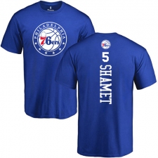 NBA Nike Philadelphia 76ers #5 Landry Shamet Royal Blue Backer T-Shirt