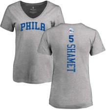 NBA Women's Nike Philadelphia 76ers #5 Landry Shamet Ash Backer T-Shirt
