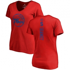 NBA Women's Nike Philadelphia 76ers #5 Landry Shamet Red One Color Backer Slim-Fit V-Neck T-Shirt